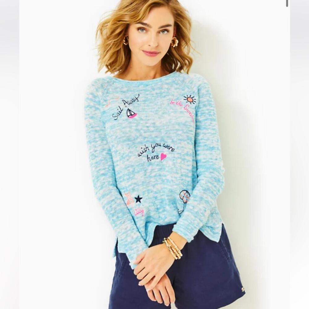 NWOT Lilly Pulitzer Danette Sweater in Celestial Blue Mark Sailabration Size M